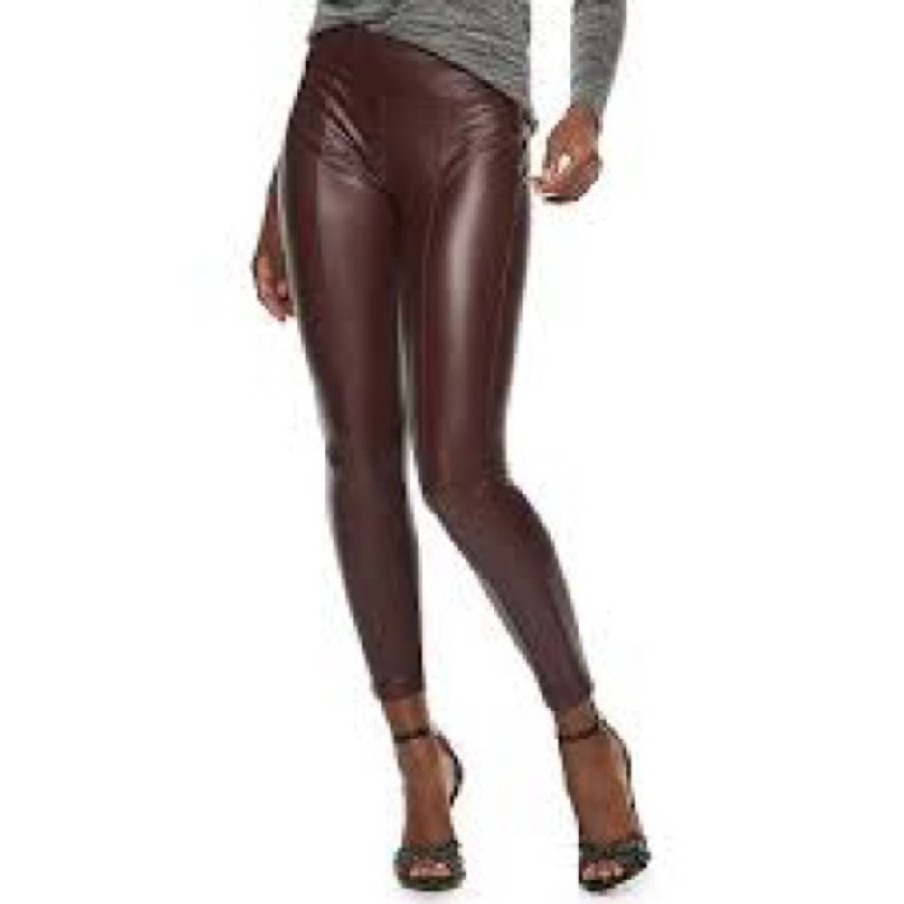 Rock & Republic™,Faux Leather Leggings in Wine,Fever Pull-On, All 5-Stars,Size S